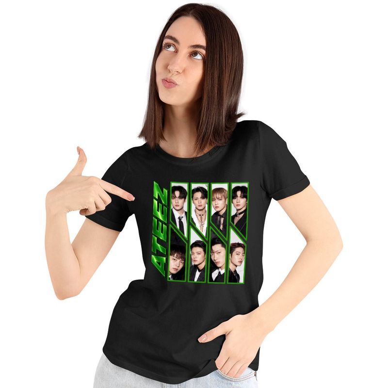 Fashion, accesorii si bijuterii - Femei - Imbracaminte femei - Tricouri si topuri femei - Tricou Femei Ateez Song Min-gi Kpop Merch, negru, marime S - Infinity.ro