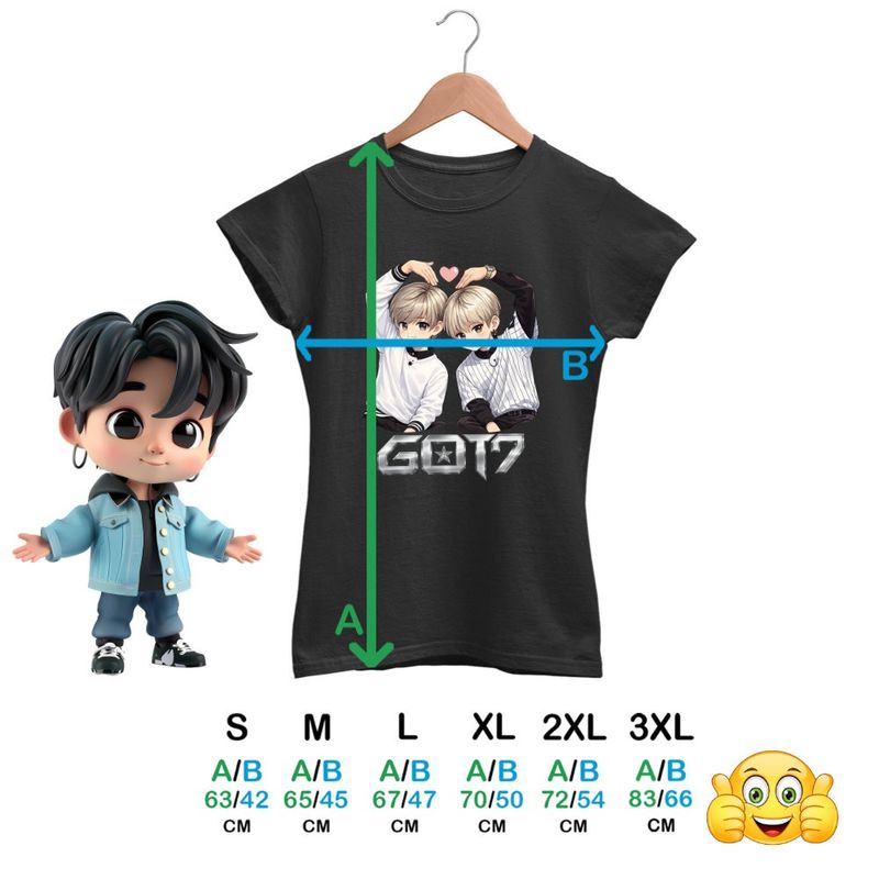 Fashion, accesorii si bijuterii - Femei - Imbracaminte femei - Tricouri si topuri femei - Tricou Femei Got7 Kpop Merch Cartoon, negru, marime S - Infinity.ro
