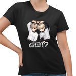 Fashion, accesorii si bijuterii - Femei - Imbracaminte femei - Tricouri si topuri femei - Tricou Femei Got7 Kpop Merch Cartoon, negru, marime S - Infinity.ro