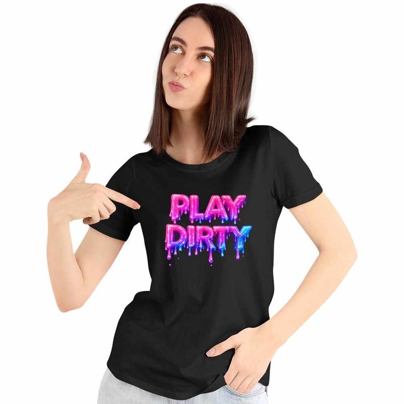 Fashion, accesorii si bijuterii - Femei - Imbracaminte femei - Tricouri si topuri femei - Tricou Femei Play Dirty Kpop Jeon Somi, negru, marime S - Infinity.ro