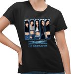 Fashion, accesorii si bijuterii - Femei - Imbracaminte femei - Tricouri si topuri femei - Tricou Femei Le Sserafim Kpop Bts Party Merch, negru, marime S - Infinity.ro
