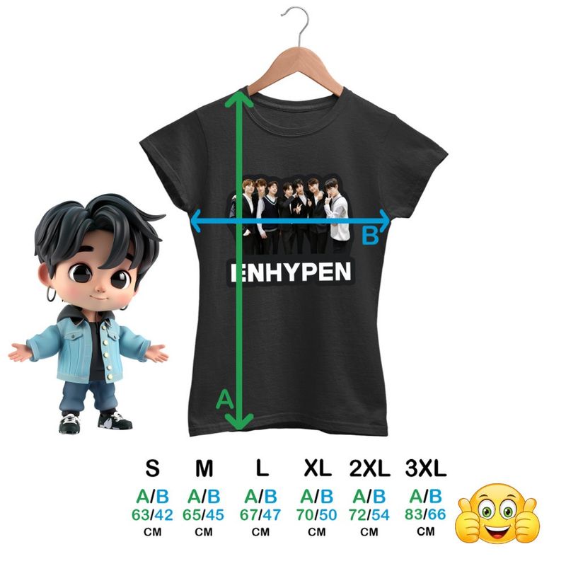Fashion, accesorii si bijuterii - Femei - Imbracaminte femei - Tricouri si topuri femei - Tricou Femei Enhypen All Gang Kpop Merch, negru, marime S - Infinity.ro
