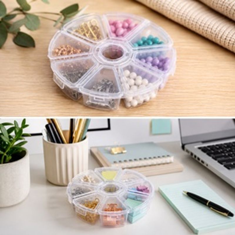 Casa si Gradina - Mobilier - Organizare si depozitare - Cutii depozitare - Organizator Rotund din Plastic cu 8 Compartimente pentru Obiecte Mici - Infinity.ro