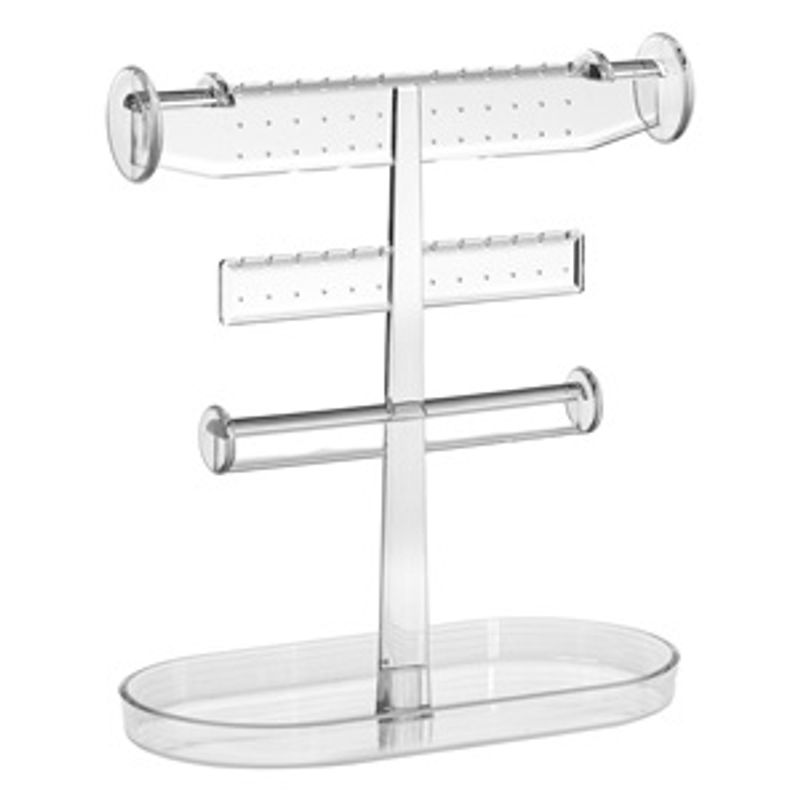 Fashion, accesorii si bijuterii - Femei - Bijuterii femei - Cutii bijuterii - Organizator acrilic transparent pentru bijuterii, cu tava, 23.5x12x27cm - Infinity.ro