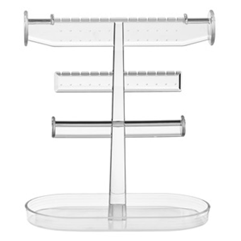 Fashion, accesorii si bijuterii - Femei - Bijuterii femei - Cutii bijuterii - Organizator acrilic transparent pentru bijuterii, cu tava, 23.5x12x27cm - Infinity.ro