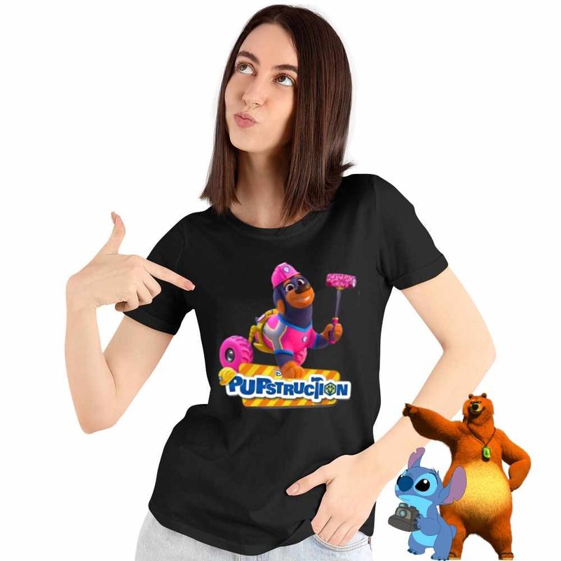 Fashion, accesorii si bijuterii - Femei - Imbracaminte femei - Tricouri si topuri femei - Tricou Femei Pupstruction Roxy Catelusi Constructori, negru, marime S - Infinity.ro