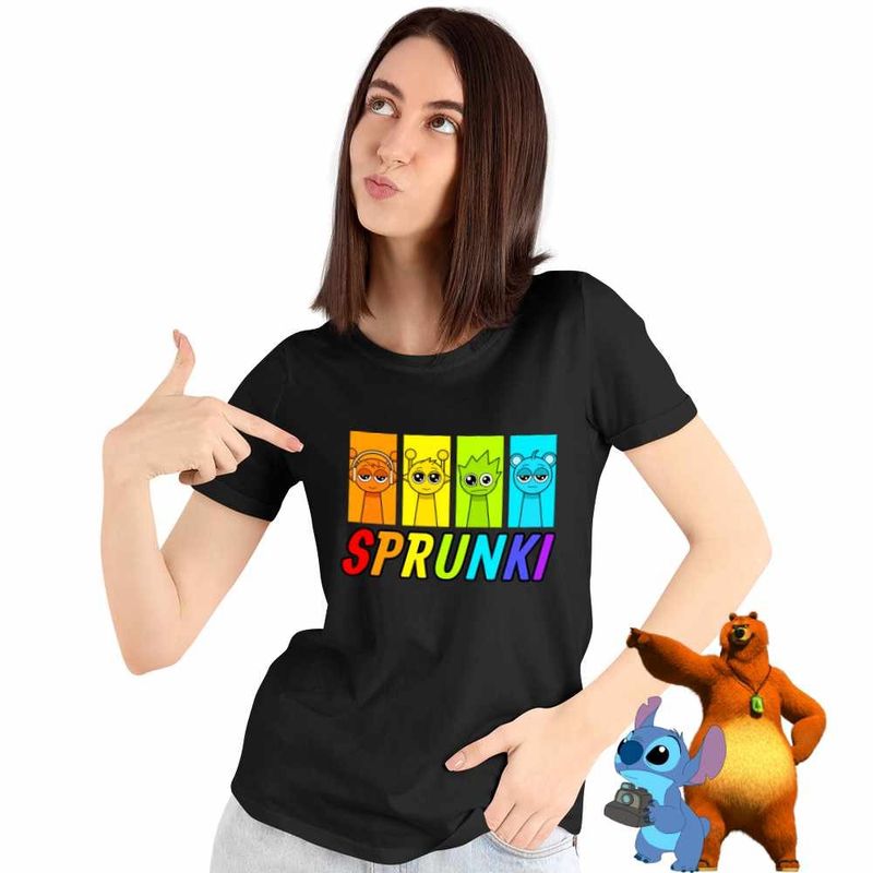 Fashion, accesorii si bijuterii - Femei - Imbracaminte femei - Tricouri si topuri femei - Tricou Femei Sprunki Music Notes Gamer, negru, marime S - Infinity.ro