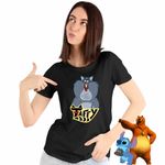 Fashion, accesorii si bijuterii - Femei - Imbracaminte femei - Tricouri si topuri femei - Tricou Femei Taffy Mash Cartoon, negru, marime S - Infinity.ro