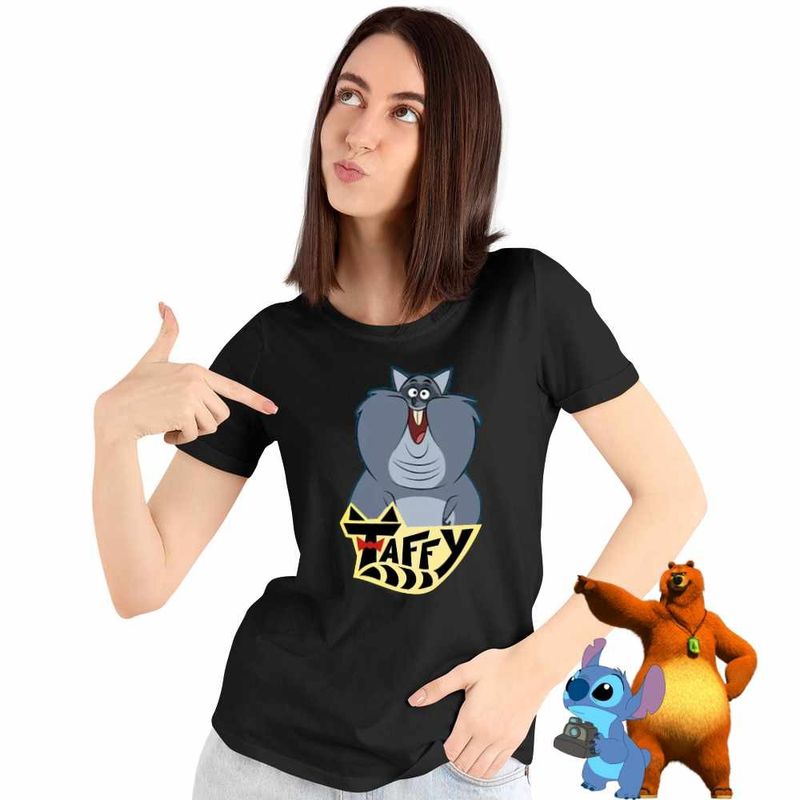 Fashion, accesorii si bijuterii - Femei - Imbracaminte femei - Tricouri si topuri femei - Tricou Femei Taffy Mash Cartoon, negru, marime S - Infinity.ro