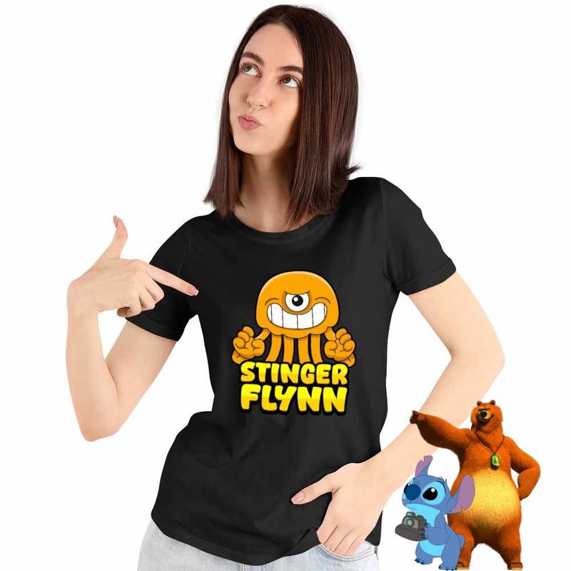 Fashion, accesorii si bijuterii - Femei - Imbracaminte femei - Tricouri si topuri femei - Tricou Femei Banban Stinger Flynn Caracatita, negru, marime S - Infinity.ro