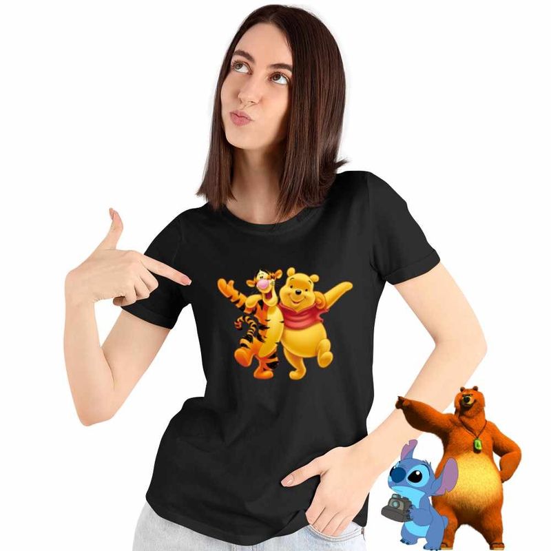 Fashion, accesorii si bijuterii - Femei - Imbracaminte femei - Tricouri si topuri femei - Tricou Femei Winnie the Pooh Tigger Tigrut, negru, marime S - Infinity.ro