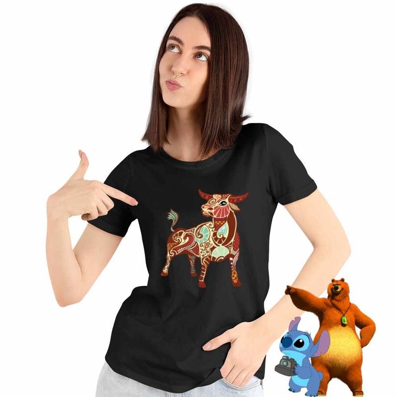 Fashion, accesorii si bijuterii - Femei - Imbracaminte femei - Tricouri si topuri femei - Tricou Femei Taur Zodiac Horoscop Taurus Mandala Astrologie, negru, marime S - Infinity.ro