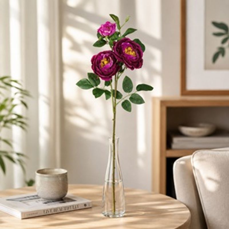 Casa si Gradina - Decoratiuni - Obiecte decorative - Plante artificiale - CAMELIE ROZ-MOV 3FLORI 63CM - Infinity.ro