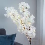 Casa si Gradina - Decoratiuni - Obiecte decorative - Plante artificiale - Ramuri decorative cu flori artificiale albe si LED, 135 cm, set 2 bucati - Infinity.ro