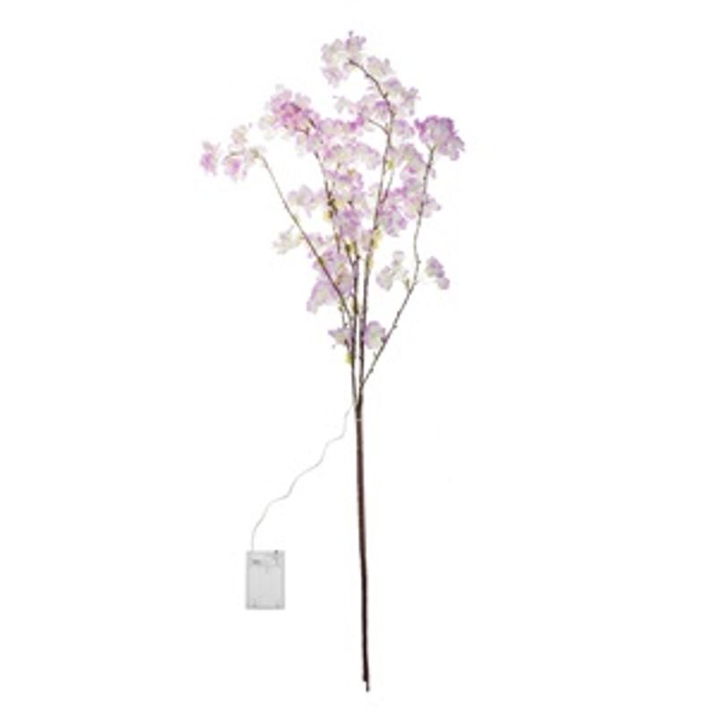 Casa si Gradina - Decoratiuni - Obiecte decorative - Plante artificiale - Ramuri decorative cu flori artificiale lila, 2 buc, 135 cm, 80 LED-uri - Infinity.ro