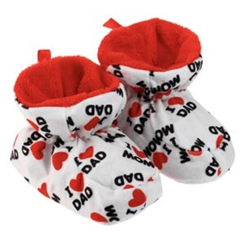 Fashion, accesorii si bijuterii - Copii - Incaltaminte copii - Botosei copii - Botosei Alb cu Imprimeu 'I Love Mom Dad' pentru Bebelusi - Infinity.ro