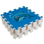 Casa si Gradina - Textile si covoare - Covoare - Covoare copii - Covor Puzzle cu Animale Marine, 9 Piese, 32x32cm, Albastru - Infinity.ro