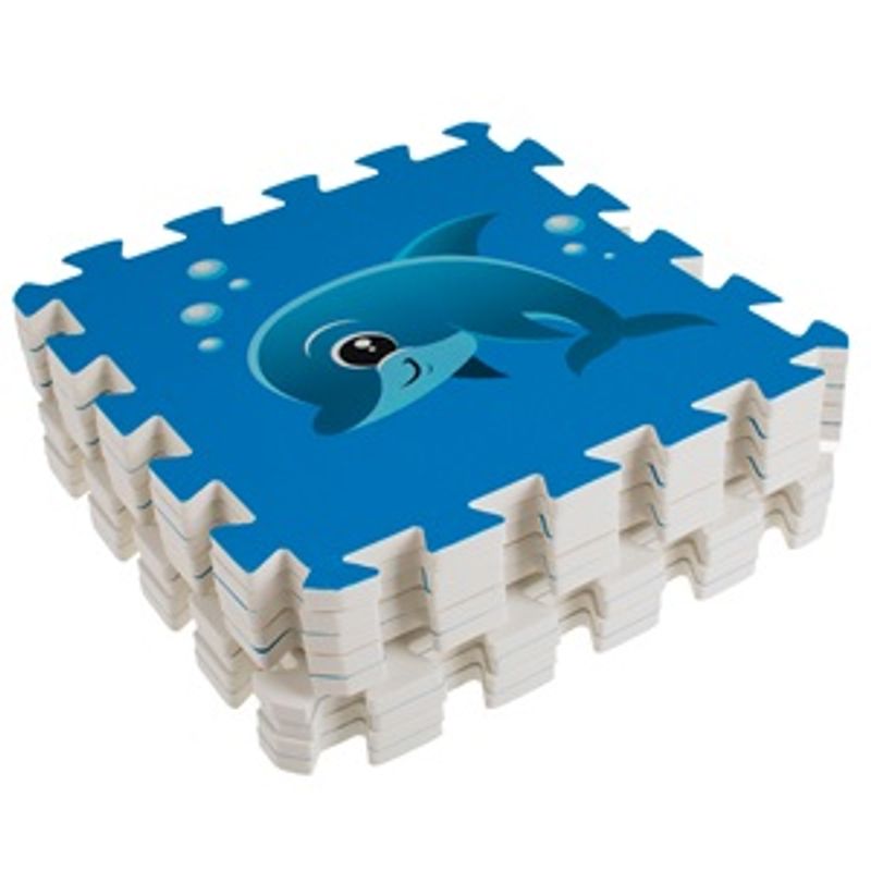 Casa si Gradina - Textile si covoare - Covoare - Covoare copii - Covor Puzzle cu Animale Marine, 9 Piese, 32x32cm, Albastru - Infinity.ro