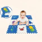 Casa si Gradina - Textile si covoare - Covoare - Covoare copii - Covor Puzzle cu Animale Marine, 9 Piese, 32x32cm, Albastru - Infinity.ro