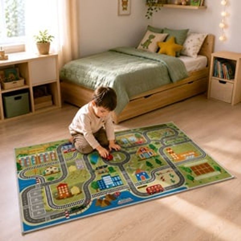 Casa si Gradina - Textile si covoare - Covoare - Covoare copii - Covor Copii Oras cu Drumuri 150x100cm - Infinity.ro