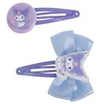 Fashion, accesorii si bijuterii - Copii - Accesorii copii - Accesorii pentru par copii - Agrafe de par pentru copii cu funda si glitter, 2 buc, 6 cm, lila si bleu, model Kuromi - Infinity.ro