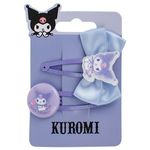 Fashion, accesorii si bijuterii - Copii - Accesorii copii - Accesorii pentru par copii - Agrafe de par pentru copii cu funda si glitter, 2 buc, 6 cm, lila si bleu, model Kuromi - Infinity.ro