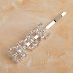 Fashion, accesorii si bijuterii - Copii - Accesorii copii - Accesorii pentru par copii - Agrafa de par argintie cu strasuri si textul Bride, 7 cm - Infinity.ro
