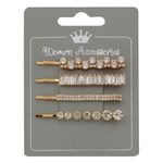 Fashion, accesorii si bijuterii - Copii - Accesorii copii - Accesorii pentru par copii - Agrafe de par aurii cu strass, Set 4 buc, 6 cm - Infinity.ro
