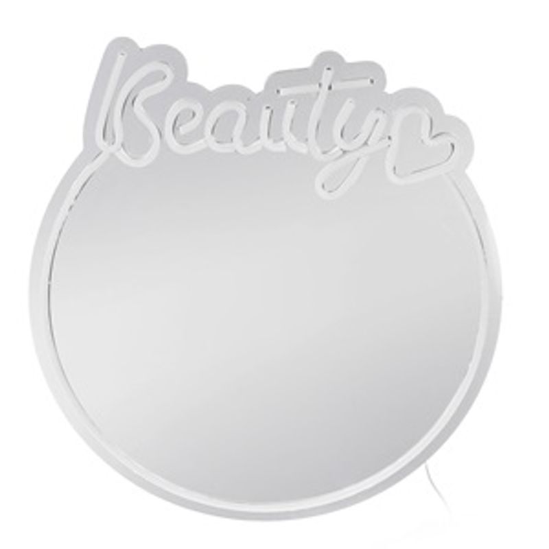 Casa si Gradina - Decoratiuni - Oglinzi - Oglinda rotunda cu LED neon, 36x39cm, neagra - Infinity.ro