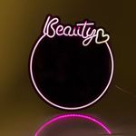 Casa si Gradina - Decoratiuni - Oglinzi - Oglinda rotunda cu LED neon, 36x39cm, neagra - Infinity.ro