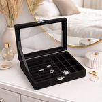 Fashion, accesorii si bijuterii - Femei - Bijuterii femei - Cutii bijuterii - Cutie Organizare Bijuterii cu Fereastra, Neagra, 20x15x5cm - Infinity.ro