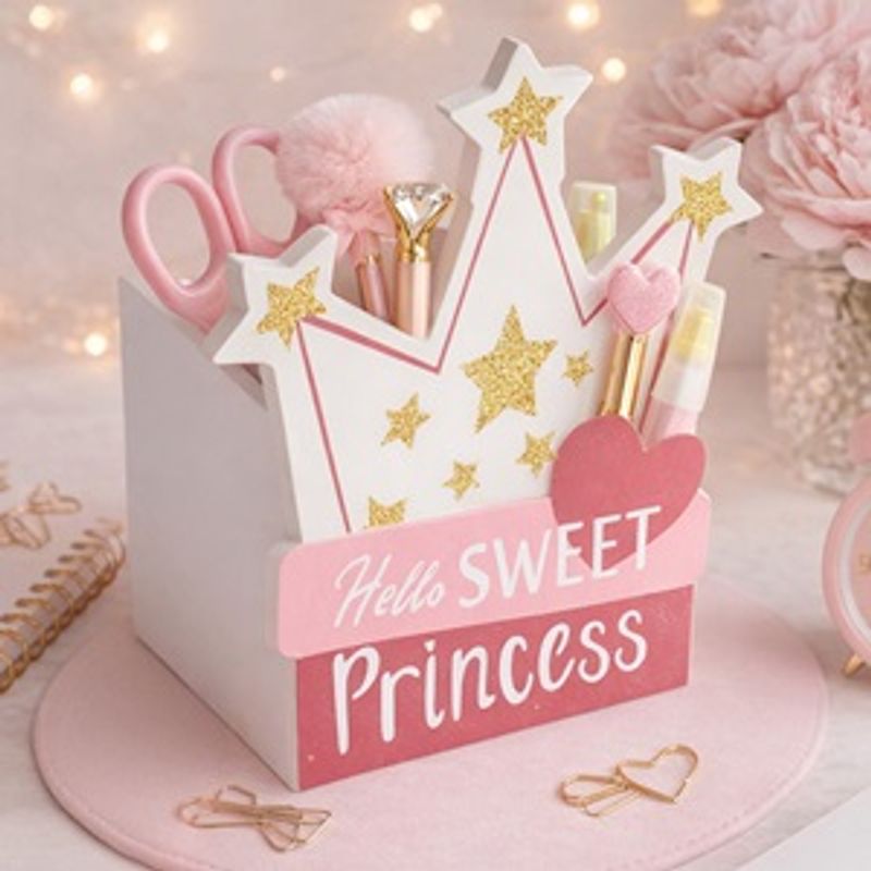 Casa si Gradina - Mobilier - Organizare si depozitare - Cutii depozitare - Cutie decorativa din lemn cu model coroana, 12,5x10,5x15,5 cm, alba - Infinity.ro