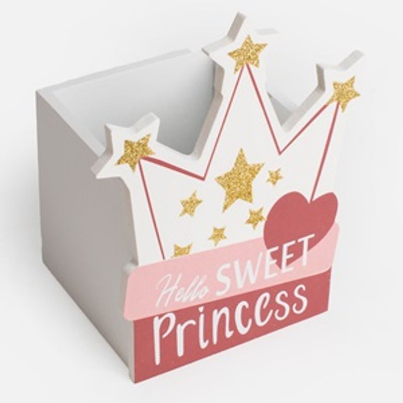 Casa si Gradina - Mobilier - Organizare si depozitare - Cutii depozitare - Cutie decorativa din lemn cu model coroana, 12,5x10,5x15,5 cm, alba - Infinity.ro