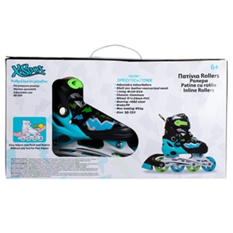 Sport si Outdoor - Role, trotinete si skateboard - Role copii - Role in linie pentru copii, Turcoaz, Marimi 30-33, Sistem Easy Adjust - Infinity.ro