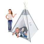 Jucarii, Copii si Bebe - Jucarii si jocuri - Jucarii de exterior - Casute si corturi copii - Cort de camera pentru copii tip indian, Alb si Gri, 120x120x150cm - Infinity.ro