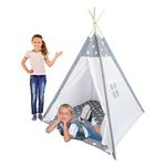 Jucarii, Copii si Bebe - Jucarii si jocuri - Jucarii de exterior - Casute si corturi copii - Cort de camera pentru copii tip indian, Alb si Gri, 120x120x150cm - Infinity.ro