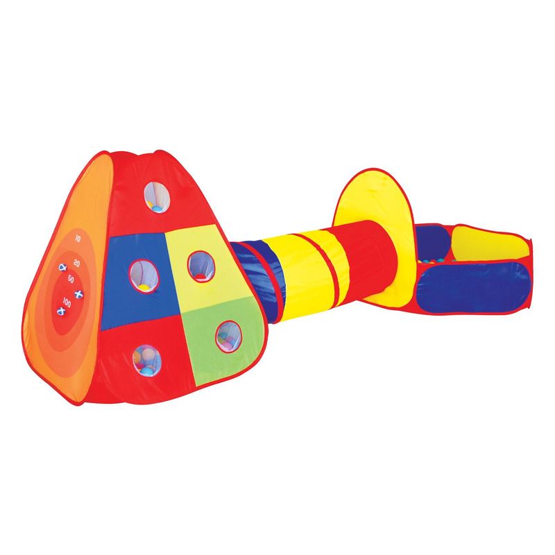 Jucarii, Copii si Bebe - Jucarii si jocuri - Jucarii de exterior - Casute si corturi copii - Cort pentru copii cu tunel si spatiu de joaca, 80 bile colorate, 3 mingi mici - Infinity.ro