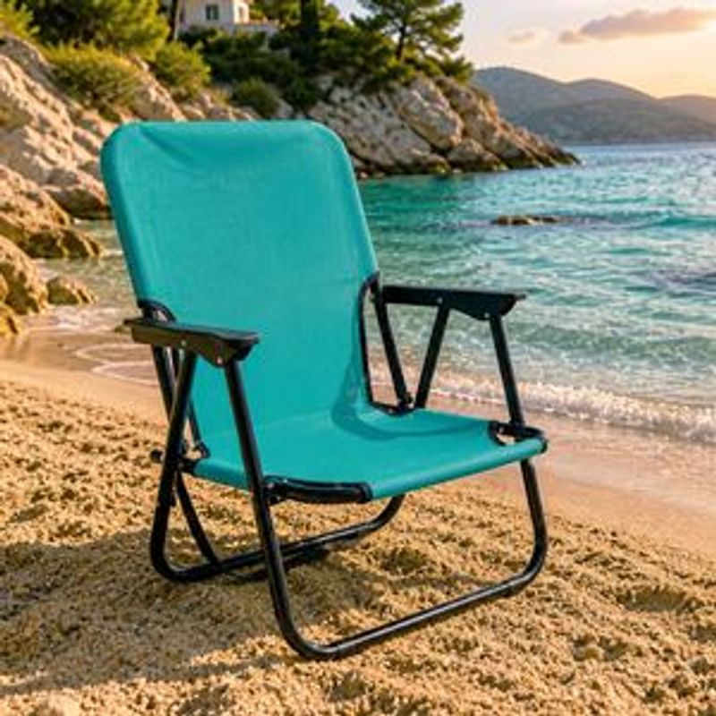 Sport si Outdoor - Camping - Mobilier pentru camping - Scaune camping - Scaun de plaja pliabil, turcoaz, 44x33x65cm - Infinity.ro