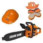 Jucarii, Copii si Bebe - Jucarii si jocuri - Jucarii de rol - Ateliere si bancuri de lucru - Drujba Jucarie cu Accesorii, Portocaliu, Set Complet cu Casca, Manusi si Ochelari de Protectie, Efecte Sonore, Functioneaza cu 3 Baterii AA (incluse) - Infinity.ro