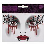 Ingrijire personala si Cosmetice - Machiaj - Accesorii machiaj - Tatuaj temporar cu vampir, autocolant pentru fata, rosu, cu strasuri si efect de sange, pentru Halloween si carnaval - Infinity.ro