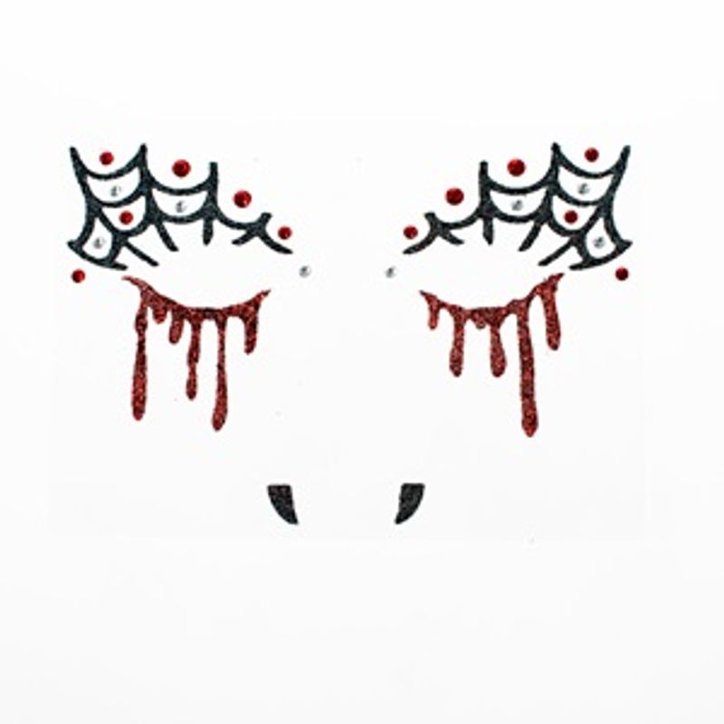 Ingrijire personala si Cosmetice - Machiaj - Accesorii machiaj - Tatuaj temporar cu vampir, autocolant pentru fata, rosu, cu strasuri si efect de sange, pentru Halloween si carnaval - Infinity.ro