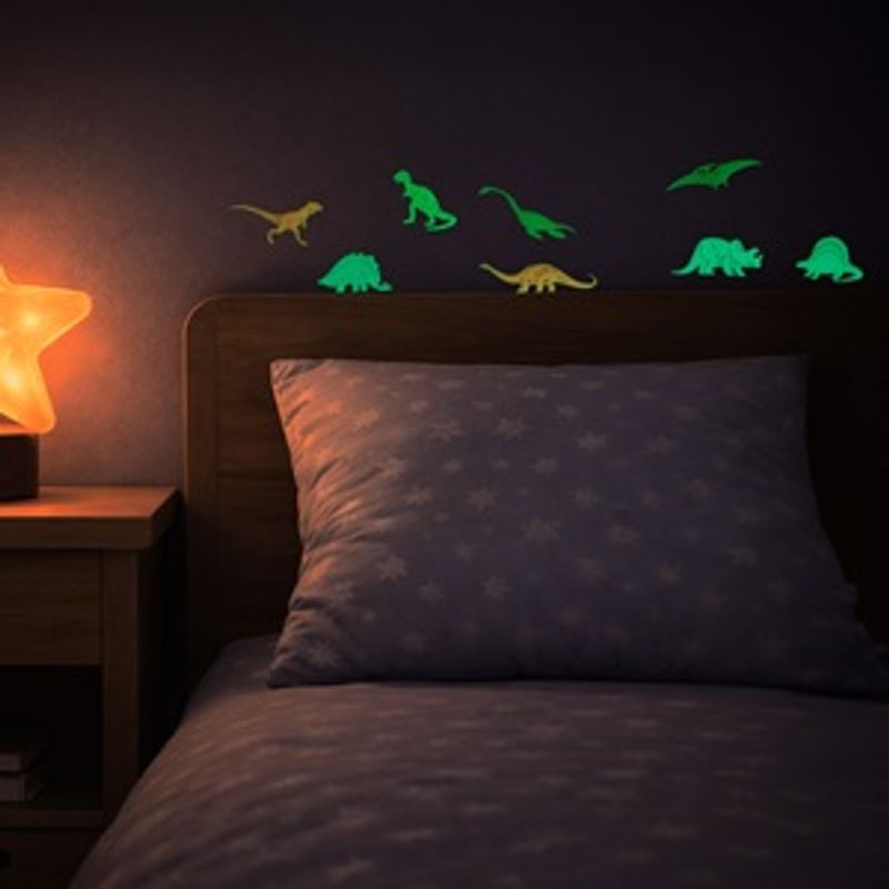 Casa si Gradina - Decoratiuni - Stickere decorative - Autocolante Decorative Fosforescente Dinozauri Multicolori pentru Perete - Infinity.ro