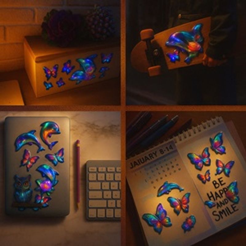 Casa si Gradina - Decoratiuni - Stickere decorative - Autocolante Puffy cu Fluturi Holografici, 14 buc - Infinity.ro