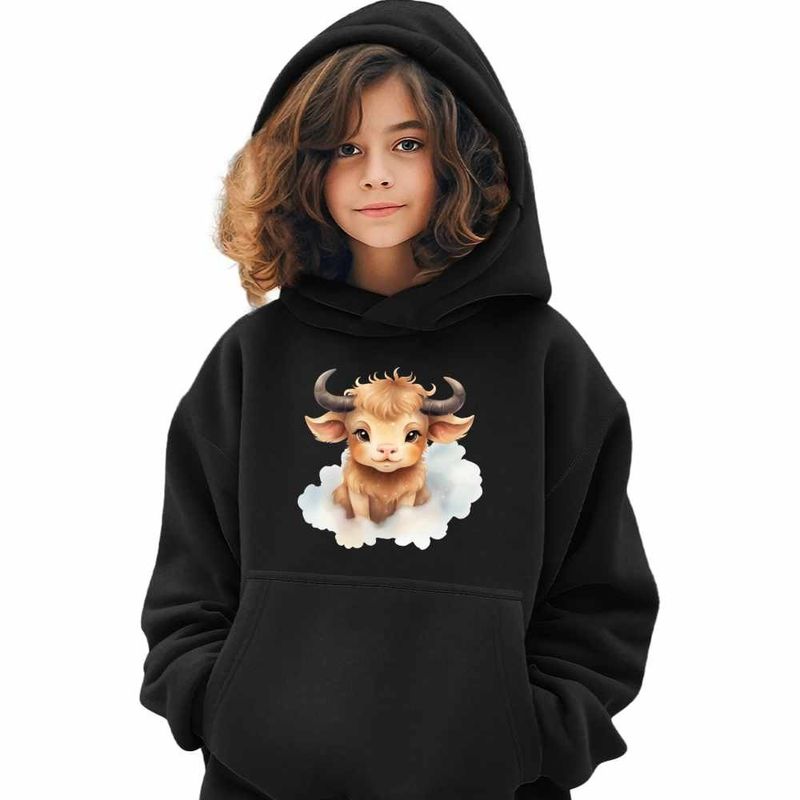 Fashion, accesorii si bijuterii - Copii - Imbracaminte copii - Pulovere si hanorace copii - Hanorac Copii Fete Taur Baby Zodiac Horoscop Taurus Astrologie, negru, marime XS Copii - Infinity.ro