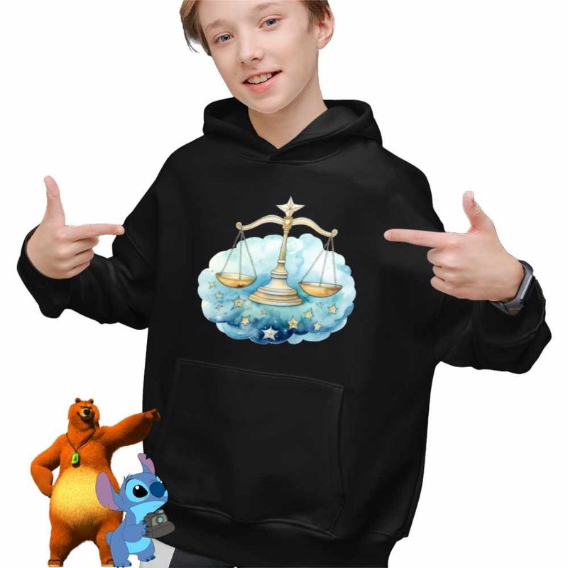 Fashion, accesorii si bijuterii - Copii - Imbracaminte copii - Pulovere si hanorace copii - Hanorac Copii Baieti Balanta Baby Zodiac Horoscop Libra Astrologie, negru, marime XS Copii - Infinity.ro