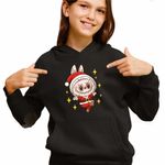 Fashion, accesorii si bijuterii - Copii - Imbracaminte copii - Pulovere si hanorace copii - Hanorac Copii Fete Labubu Mos Craciun, negru, marime XS Copii - Infinity.ro