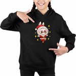 Fashion, accesorii si bijuterii - Copii - Imbracaminte copii - Pulovere si hanorace copii - Hanorac Copii Fete Labubu Mos Craciun, negru, marime XS Copii - Infinity.ro