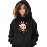 Fashion, accesorii si bijuterii - Copii - Imbracaminte copii - Pulovere si hanorace copii - Hanorac Copii Fete Labubu Mos Craciun, negru, marime XS Copii - Infinity.ro