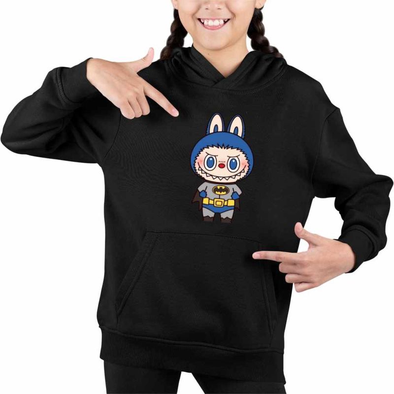 Fashion, accesorii si bijuterii - Copii - Imbracaminte copii - Pulovere si hanorace copii - Hanorac Copii Fete Labubu Batman Batroti, negru, marime XS Copii - Infinity.ro