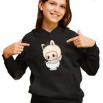 Fashion, accesorii si bijuterii - Copii - Imbracaminte copii - Pulovere si hanorace copii - Hanorac Copii Fete Labubu Skibidi Toilet, negru, marime XS Copii - Infinity.ro
